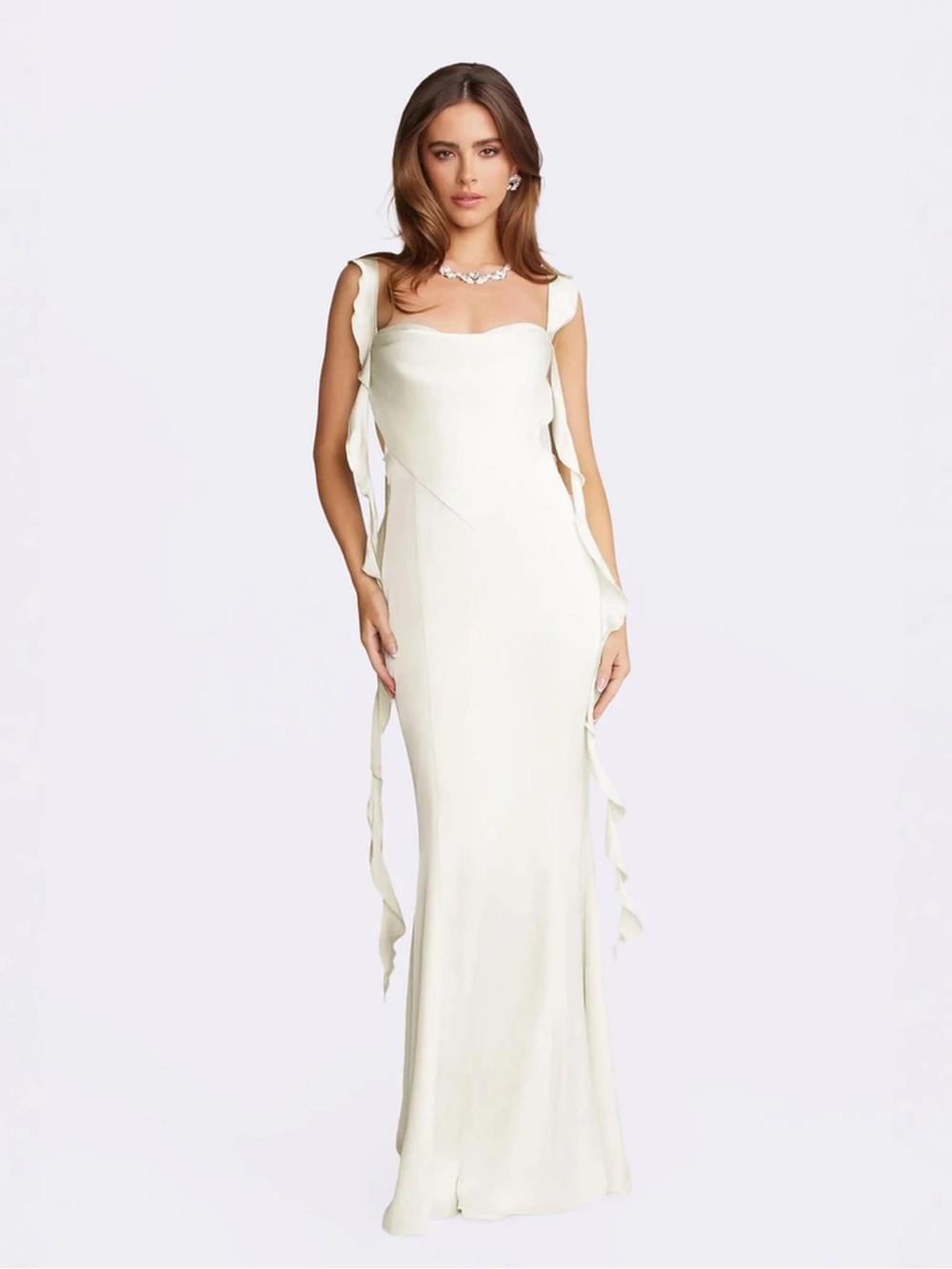Nana Jacqueline Cream Maxi Dress with Draped Side Ties